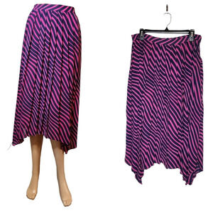 Michael Michael Kors pink navy stripe midi skirt. Handkerchief hem. Size 10.